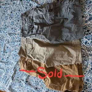 Mens Casual Cotton Shorts - Gray, Light Khaki Size 30 And 31